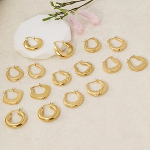 Elegant 18K gold plated stainless steel hoop earrings with diverse snake skin textures
