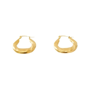 Minimalist 18K gold plated stainless steel twisted geometric hoop earrings for women