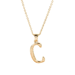 Textured 18K gold plated letter C pendant necklace made of stainless steel for women