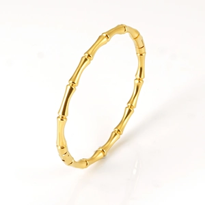 Elegant 18K gold-plated stainless steel bamboo joint bangle with a polished finish