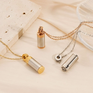 Zylinder Parfümflasche Halskette Für Damen 316 Edelstahl Gedenk Urne Anhänger Herz Zirkonia Schmuck Geschenk