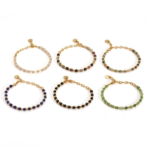 Bohemian 18K gold plated stainless steel bracelets with colorful natural stone beads