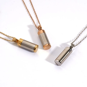 Zylindrische Parfümflaschen-Halsketten in Gold, Roségold und Silber aus 316 Edelstahl
