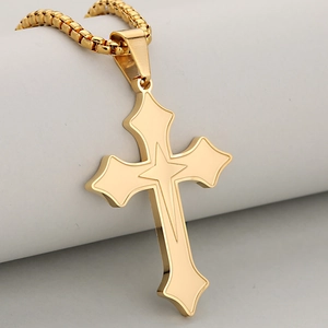 Vintage Hip Hop Roestvrij Stalen Kruis Hanger Halsketting Gothiek Ster Emaille Sieraden Voor Heren Dames Dagelijks Feest Cadeau Goud Zilver