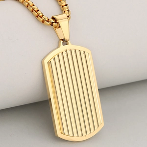 Collana con Pendente a Piastrina Militare in Acciaio Inossidabile Minimalista da Uomo con Strisce Verticali Stile Industriale