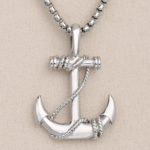 Collana con pendente ancora in acciaio inossidabile stile punk con trama a corda
