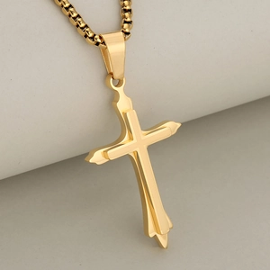 Personalized Stainless Steel Double Layer 3D Cross Pendant Without Chain For Men Women Punk Hip Hop Style Jewelry Gift