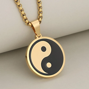 Stainless Steel Tai Chi Yin Yang Pendant Only Round Disc Vintage Gold Silver Plated Jewelry For Men Women Daily Gift