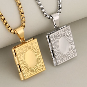 Vintage locket necklaces in gold and silver finish with detailed floral engraving and box chain
