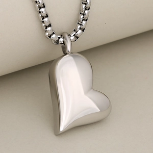 Stainless Steel Heart Urn Necklace Polished Memorial Ashes Keepsake Jewelry Openable Heart Shaped Pendant For Women Men