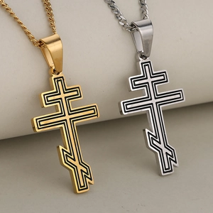Polished silver and gold Orthodox cross pendants made of durable stainless steel