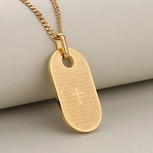 Roestvrij Staal Onzevader Kruis Dog Tag Hanger Halsketting Religieuze Hiphop Sieraden Voor Heren Dames Dagelijks Gebruik