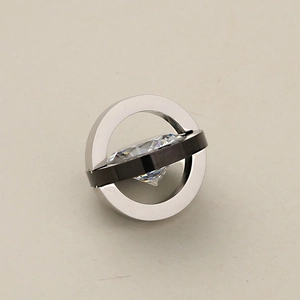 Elegant starry crystal stainless steel ring with a crossover design and a round main stone