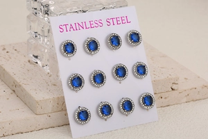 Macro de 12 puces en acier inoxydable avec pierres bleues et cristaux étincelants