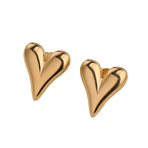 Boucles d'oreilles minimalistes en forme de cœur en acier inoxydable doré poli
