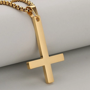 Roestvrij Stalen Omgekeerd Kruis Hanger Ketting Hip Hop Punk Petruskruis Minimalistische Sieraden Voor Heren Dames