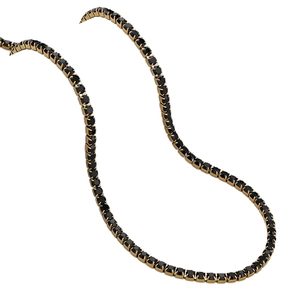 Luxuriöse 3mm vergoldete Tennis-Halskette mit schwarzen Zirkoniasteinen im Quadrat-Schliff