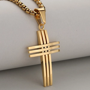 Vintage Edelstahl Kreuz Anhänger Halskette Für Herren Minimalistisches Hohles Geometrisches Design Metall Schmuck Geschenk