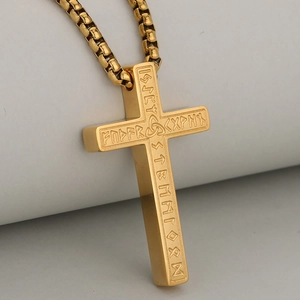 Collier Pendentif Croix Rune Viking Acier Inoxydable Nœud Celtique Bijoux Nordic Retro Punk pour Hommes Femmes Or Argent Noir Gothique Amulette