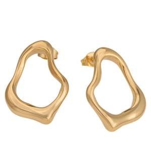 Minimalistische goldene unregelmäßige hohle geometrische Ohrstecker mit Metall-Design