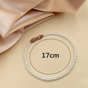 Bracelet perles d'eau douce et pierres en acier inoxydable avec mesure de 17cm