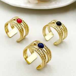 Bague Ouverte Réglable en Acier Inoxydable Vintage pour Femme Plaqué Or Chaîne Multicouche Bijoux de Mode Anneau