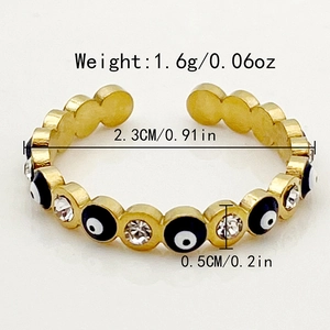 Spécifications de taille détaillées pour la bague œil en or avec strass blancs