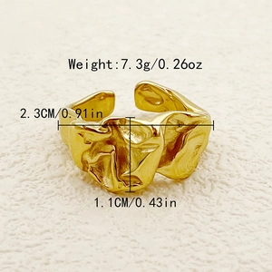 Spécifications de taille de la bague ouverte dorée avec texture lave irrégulière