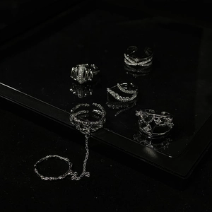 Minimalistische Unregelmäßige Zirkon Geometrische Kupfer Ringe Für Damen Verstellbare Silber Fingerringe Eleganter Schmuck