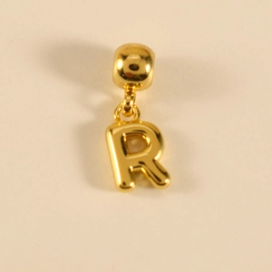 Polierter goldener Anhänger Buchstabe R mit Öse für DIY-Schmuck und Halsketten