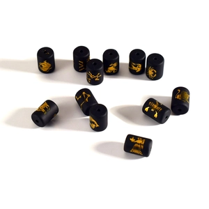 Frosted Black Glass Cylinder Zodiac Beads For Jewelry Making Gold Printed Constellation Loose Beads DIY Craft Supplies