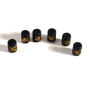 Matte black zodiac beads with gold painted mythical symbols for DIY jewelry making