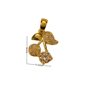 Detail showing 16x11.5mm cherry pendant with gold plating and sparkling crystals