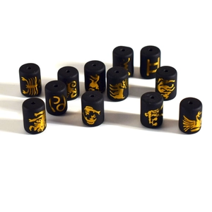 Matte black zodiac beads with gold foil patterns for DIY jewelry making sets