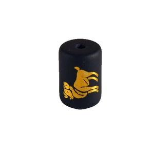 Black matte frosted glass bead with gold zodiac pattern for DIY jewelry crafts