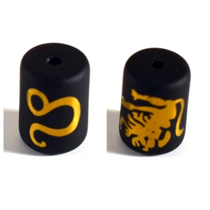 Black matte Leo zodiac beads with golden lion totem and symbol for DIY jewelry making