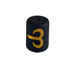 Black glass cylindrical bead with gold number engraving for DIY zodiac jewelry