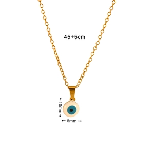 Especificaciones de tamaño del collar ojo turco dorado con cadena 45+5cm y colgante 10mm