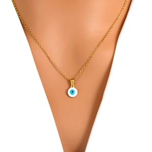 Collar con Colgante de Ojo Turco de Acero Inoxidable Chapado en Oro Esmalte para Mujer Minimalista Amuleto Nazar Joyería Regalo