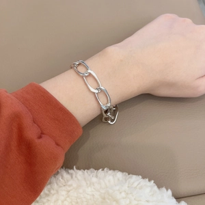 Massives silbernes Gliederkettenarmband für Damen mit minimalistischem poliertem Design