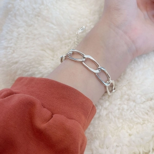 Details zum S925 Sterling Silber Kettengliedarmband mit Karabinerverschluss und Kette
