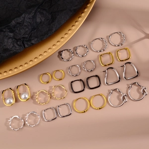 Orecchini a Cerchio Geometrici Minimalisti Francesi Vintage in Rame Placcato Oro Argento Con Design a Catena d'Ancora a Nodo Per Donna