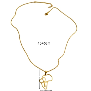 Detailed size chart for Africa map pendant necklace with Ankh symbol and chain length