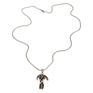 Collier punk gothique avec pendentif faucheuse en argent et double faux sur une chaîne