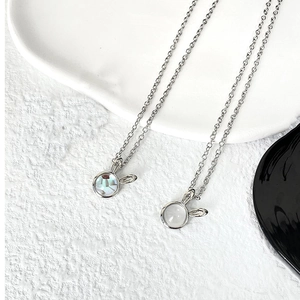 Niche Design Rabbit Pendant Necklace Copper With Moonstone Synthetic Opal For Women Minimalist Clavicle Chain Jewelry