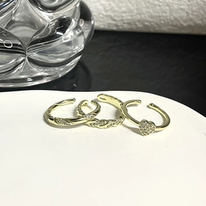 Minimalistische Vergoldete Kupfer Ringe Für Damen Zirkonia Herz Geometrisch Verstellbar Stapelbar Mode Fingerschmuck