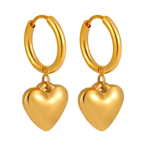 Minimalistische Roestvrijstalen Hart Oorringen voor Dames Verguld 3D Hart Hanger Ins Stijl Mode Sieraden
