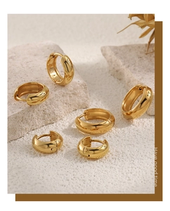 Polished gold stainless steel earrings set with unique paw print engraving detail