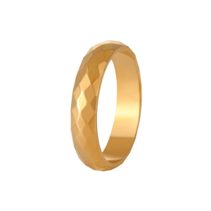 Minimalistischer Ring aus Gold-Titanstahl mit Rauten-Facettierung und glänzendem Finish