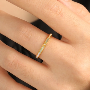 Titaniumstalen Ring Voor Dames Met Zirkoon En Kunstparelmoer Ingelegd Minimalistisch Luxe Goud Roségoud Zilver Vinger Sieraden